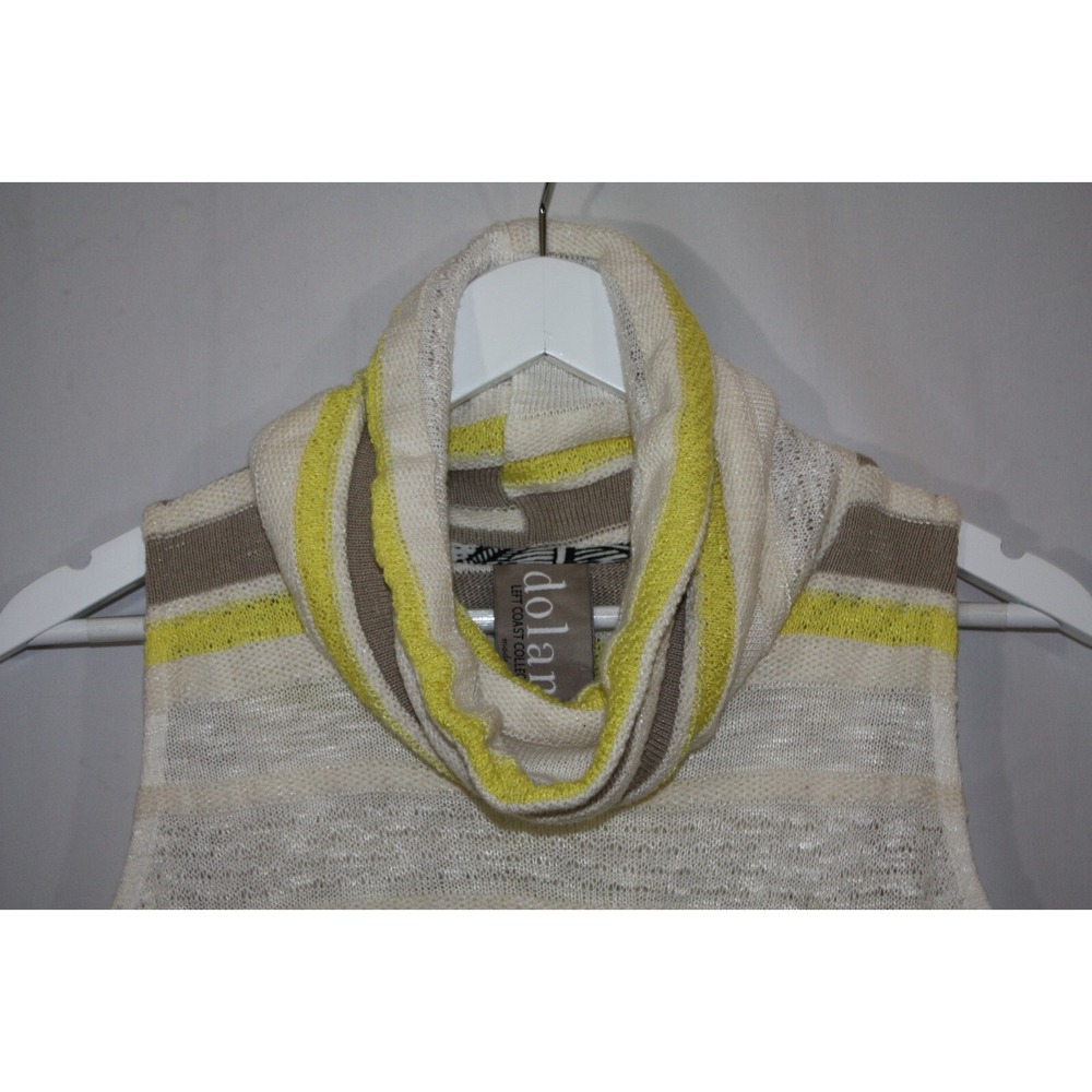 Dolan Top Womens Small Yellow Cowl Neck Striped Sleeveless Knit Sweater Vacation - Picture 5 of 11